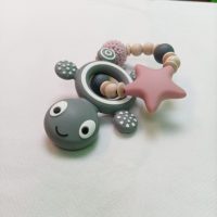 Beißring Schildkröte dunkelgrau-rosa