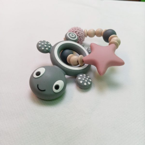 Beißring Schildkröte dunkelgrau-rosa – Bild 3