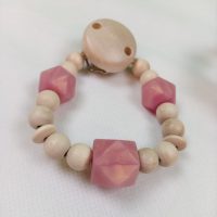 Set Beißring – Schnullerkette rosa