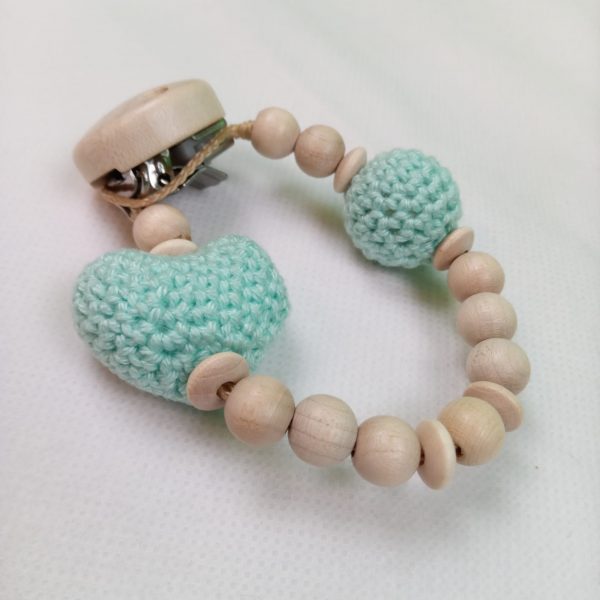Schnullerkette Herz mint