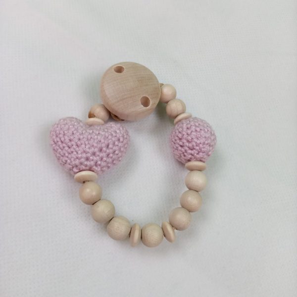 Schnullerkette Herz rosa – Bild 3