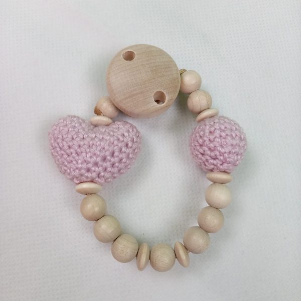 Schnullerkette Herz rosa
